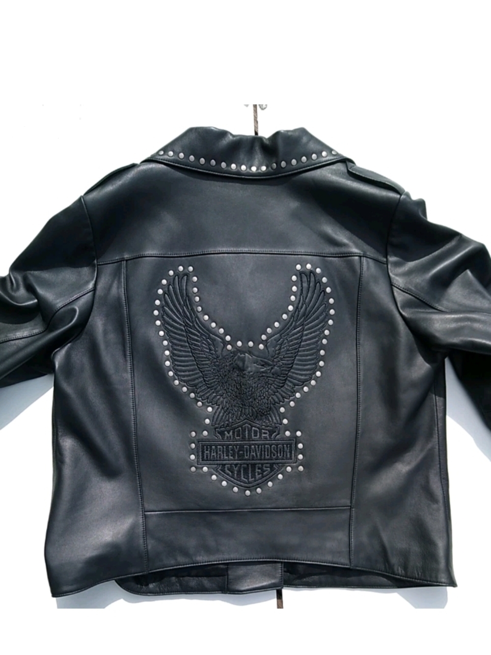 Harley-Davidson Jacket Black Genuine Leather Studded Eagle Women's Biker 2XL New